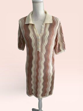 HEARTLOOM Wavy Knit Neutrals Dress Size Small